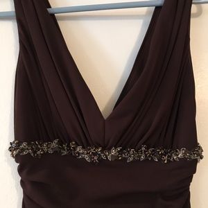 David Meister Brown dress leaf beading